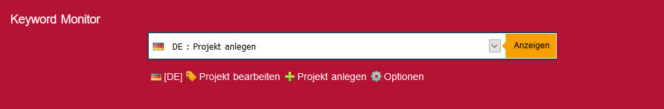 Eingabemaske Keyword Monitor